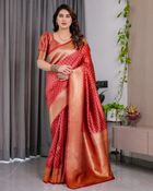 Red Banarasi Soft Silk Zari Saree Online | Varnavi - Red, Rust, Brick Red, Crimson, Scarlet