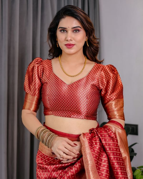 Red Banarasi Soft Silk Zari Saree Online | Varnavi