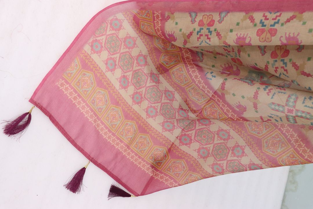 Tissue Handloom Cotton Saree with Zari Weave & Floral Print