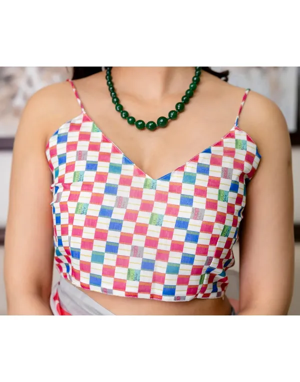 Multicolor Linen Cotton Floral Saree with Blouse Online