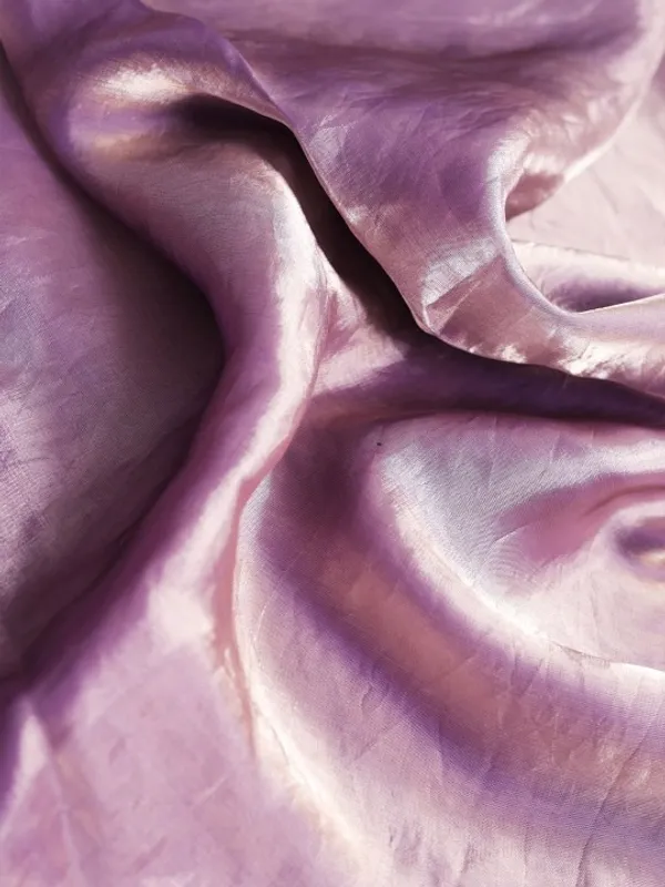 Purple Fandy Shimmer Solid Saree With Blouse by VARNAVI