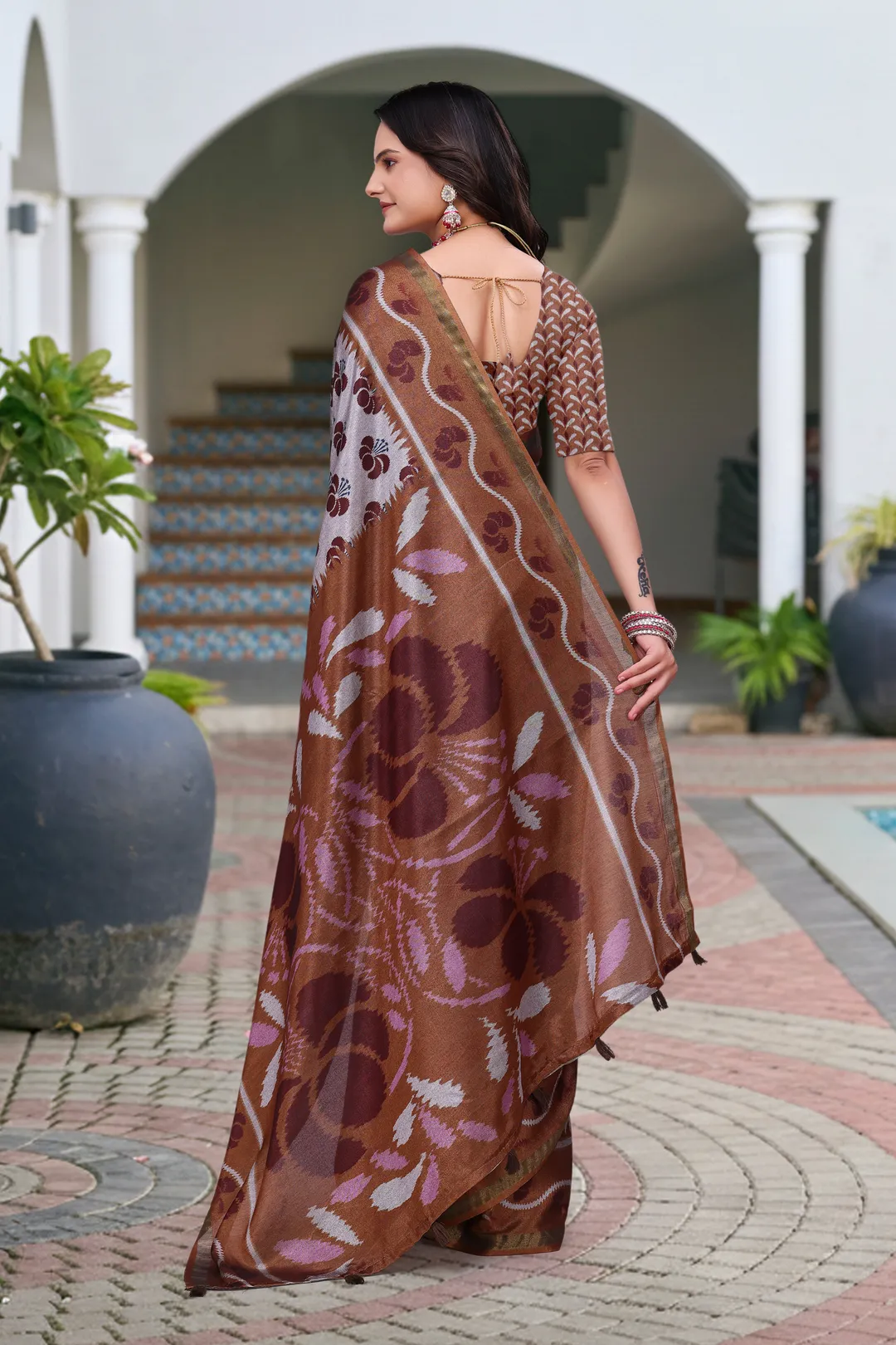 Printed Mal Cotton Saree With Designer Pallu by VARNAVI