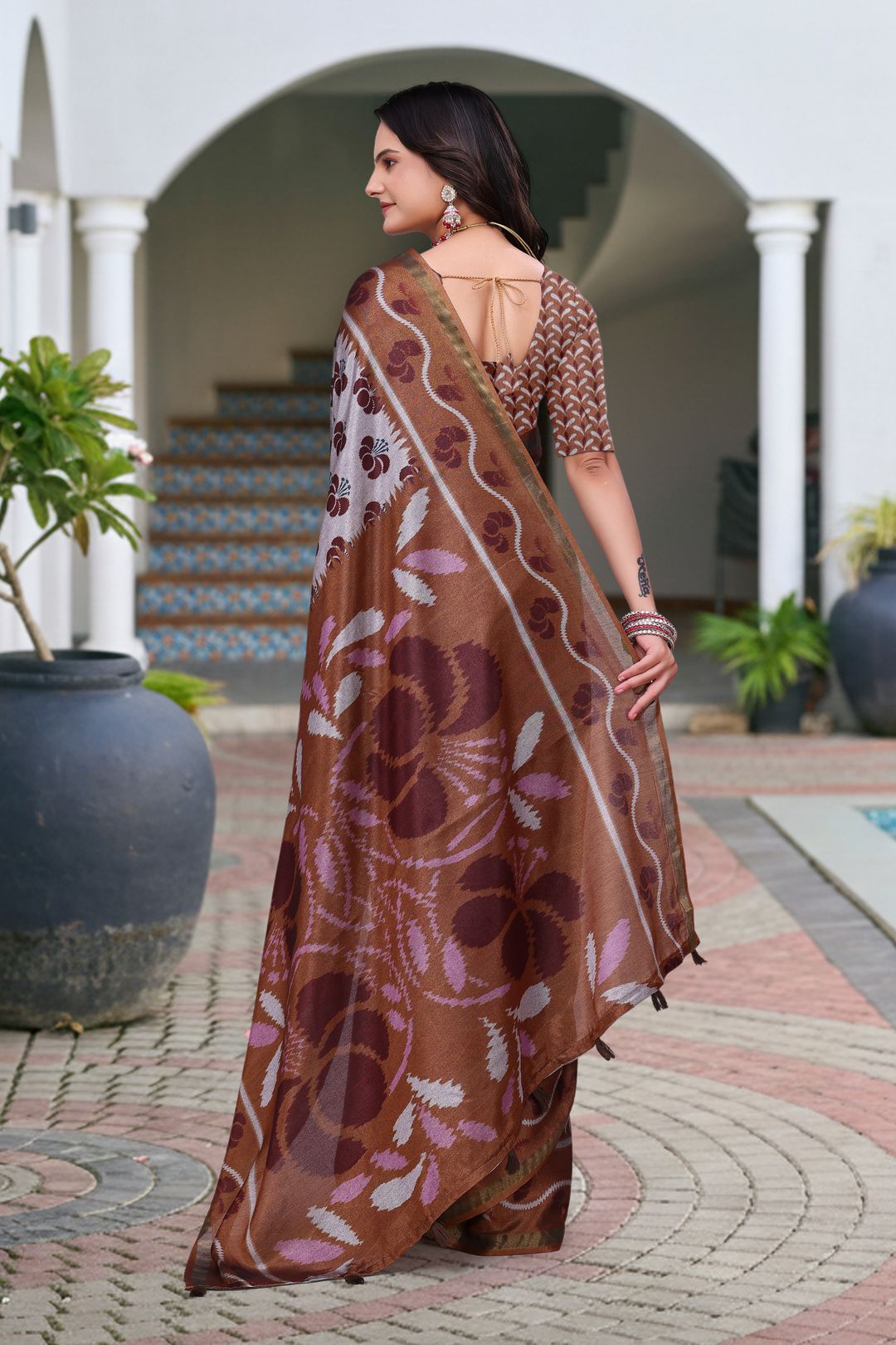 Printed Mal Cotton Saree With Designer Pallu by VARNAVI