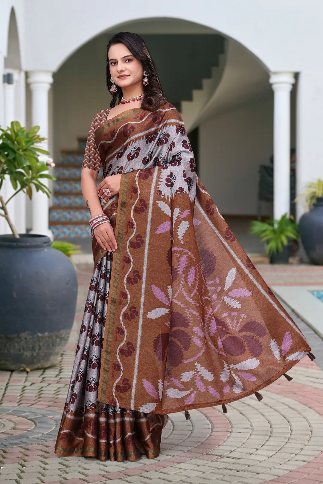 Printed Mal Cotton Saree With Designer Pallu by VARNAVI