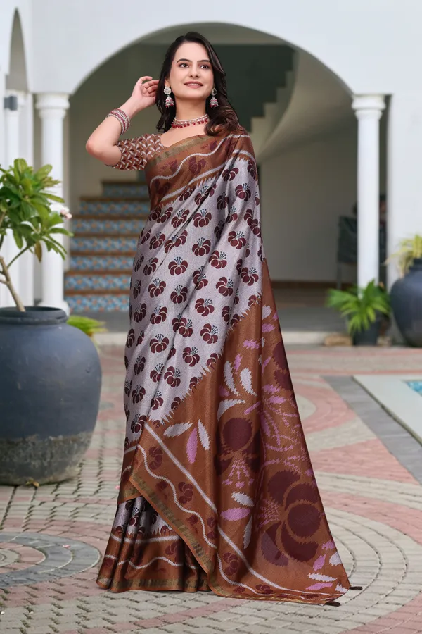 Printed Mal Cotton Saree With Designer Pallu by VARNAVI