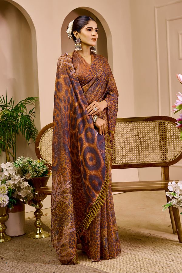 Floral Tissue Handloom Cotton Saree With Zari - Varnavi