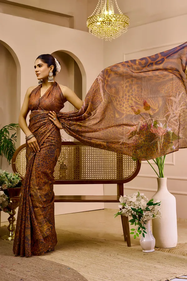 Floral Tissue Handloom Cotton Saree With Zari - Varnavi