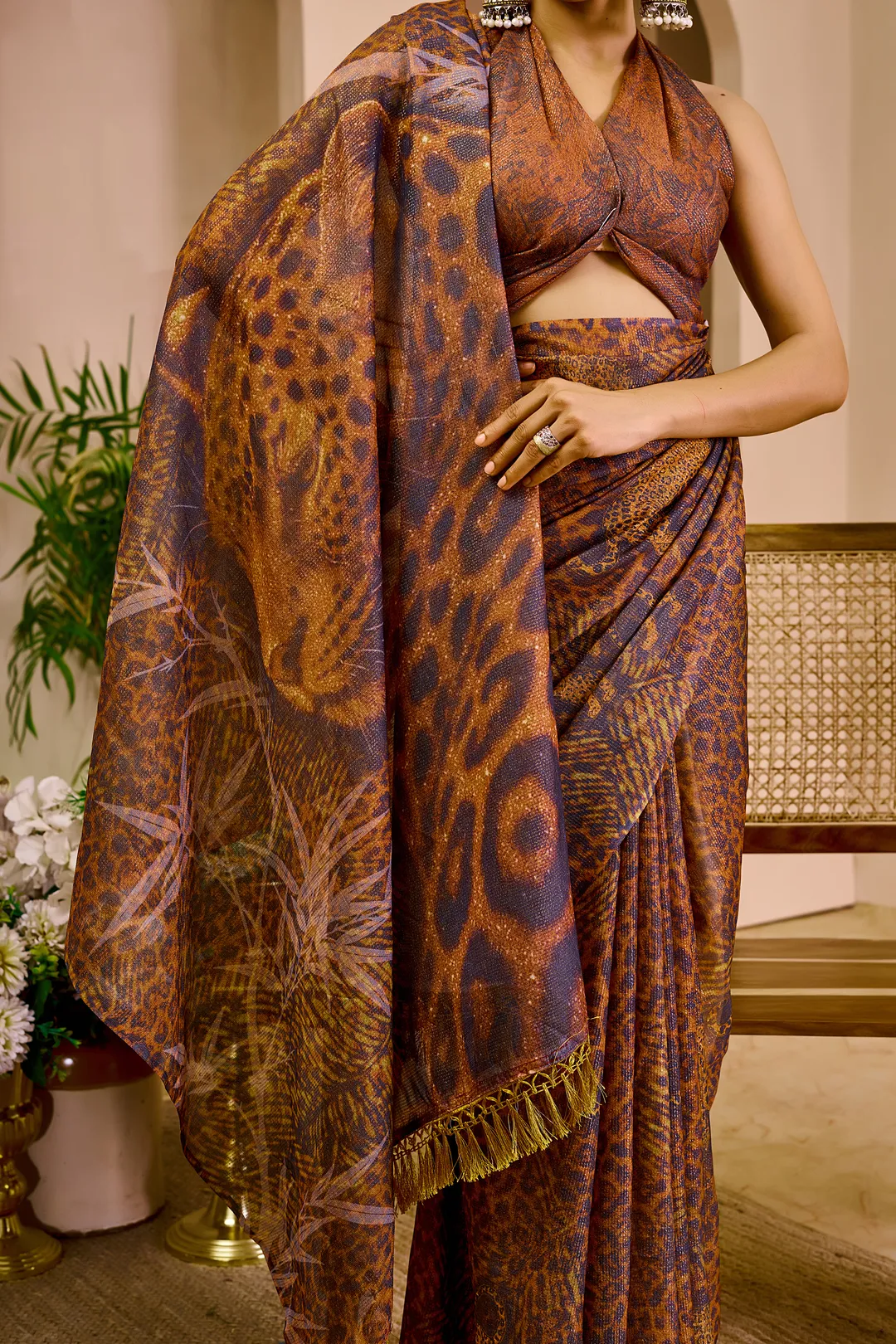 Floral Tissue Handloom Cotton Saree With Zari - Varnavi