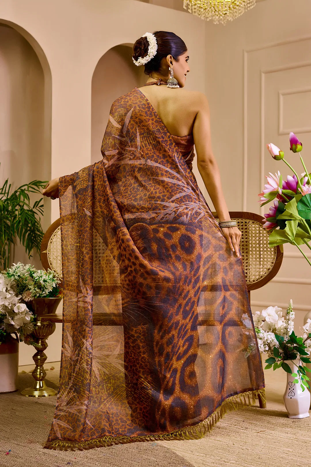 Floral Tissue Handloom Cotton Saree With Zari - Varnavi
