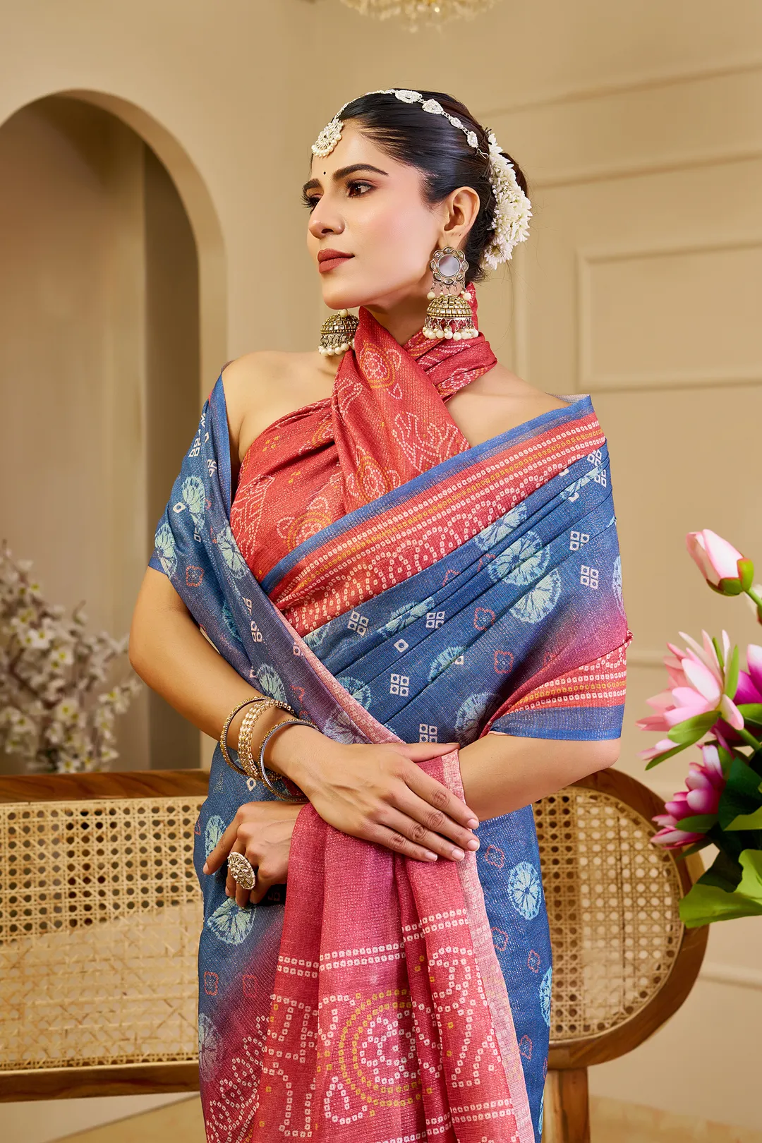 Blue Tissue Handloom Cotton Saree With Zari | Varnavi's