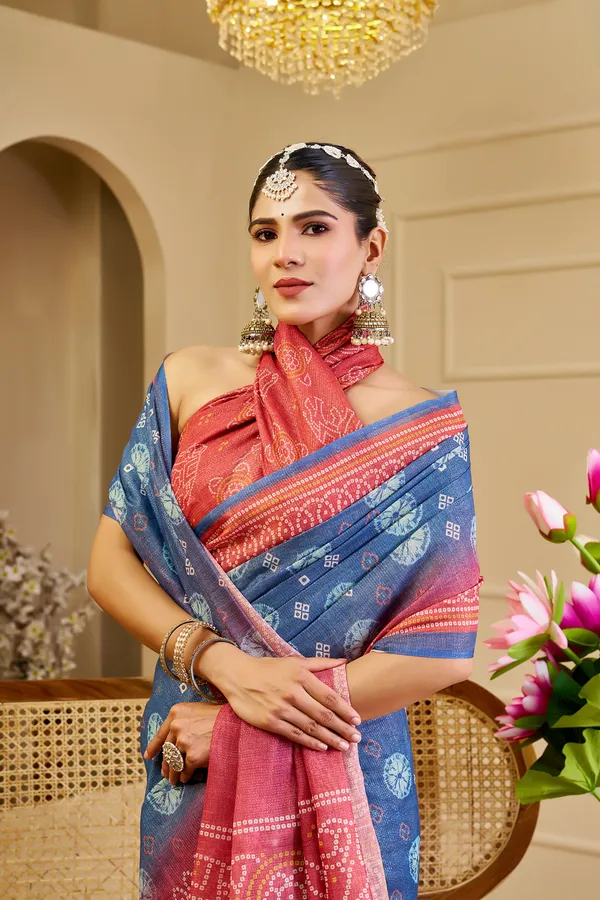 Blue Tissue Handloom Cotton Saree With Zari | Varnavi's