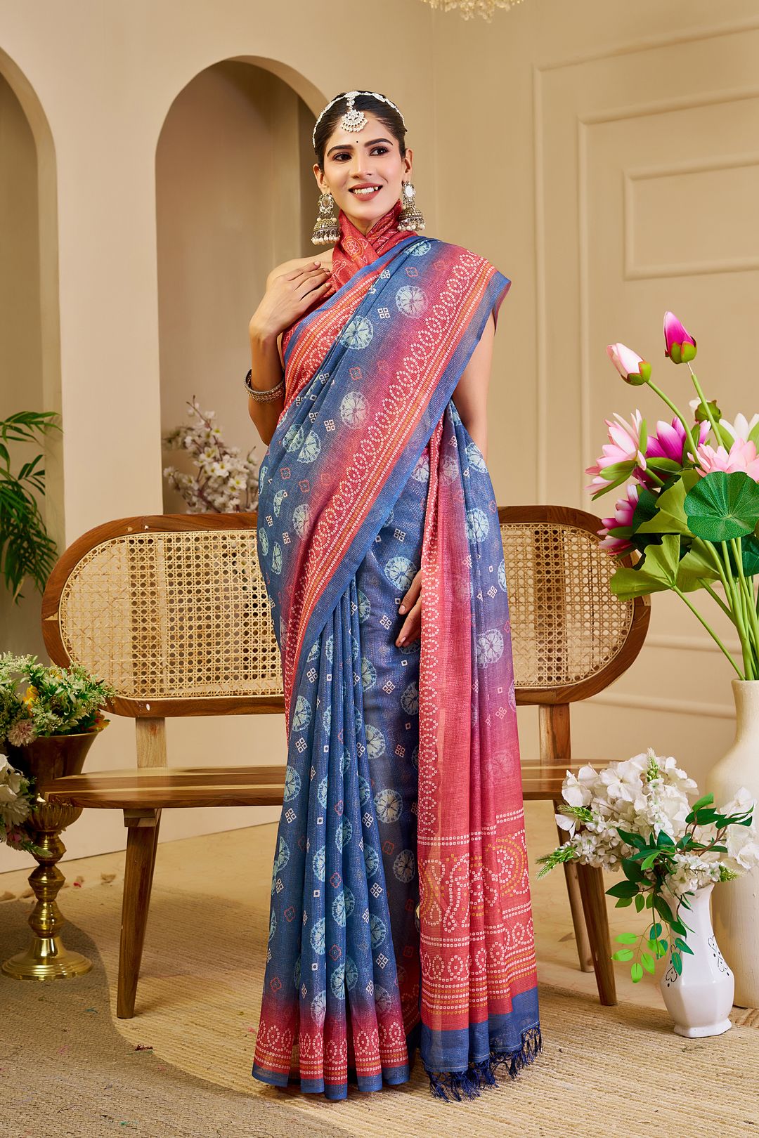 Blue Tissue Handloom Cotton Saree With Zari | Varnavi's