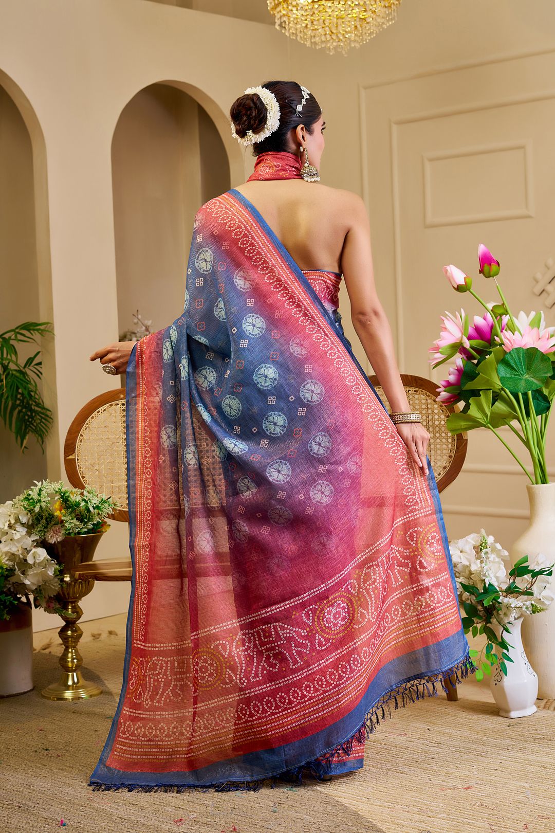 Blue Tissue Handloom Cotton Saree With Zari | Varnavi's