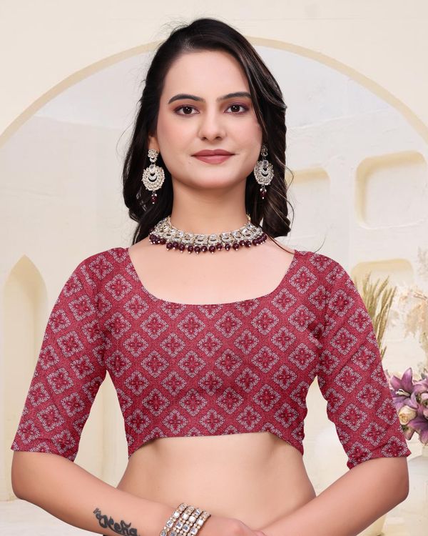 `Rose Grey Mal Cotton Floral Saree With Blouse - VARNAVI