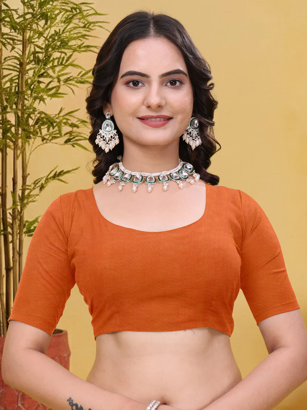 White Linen Cotton Saree with Bird Motifs and Orange Border