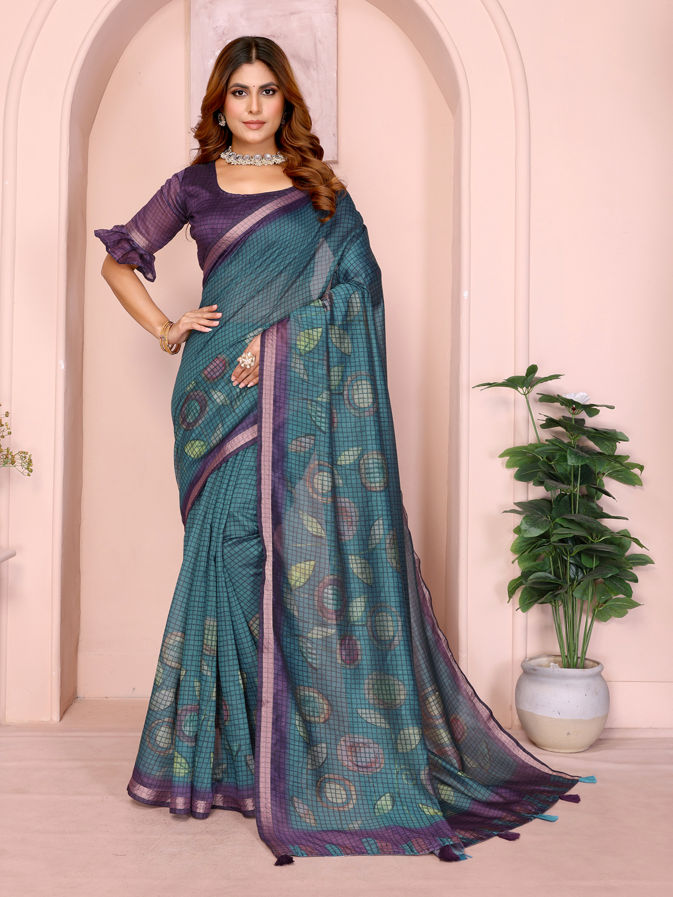 Black chanderi saree
