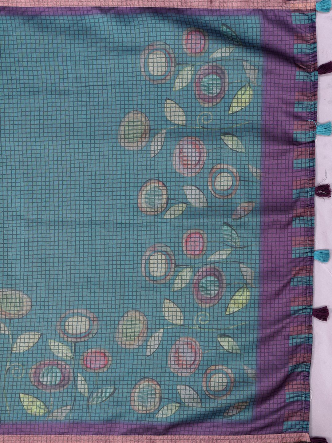 Black Chanderi Cotton Saree with Contemporary Checked Weave