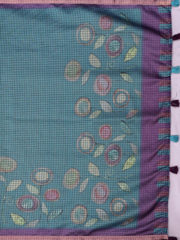Black Chanderi Cotton Saree with Contemporary Checked Weave