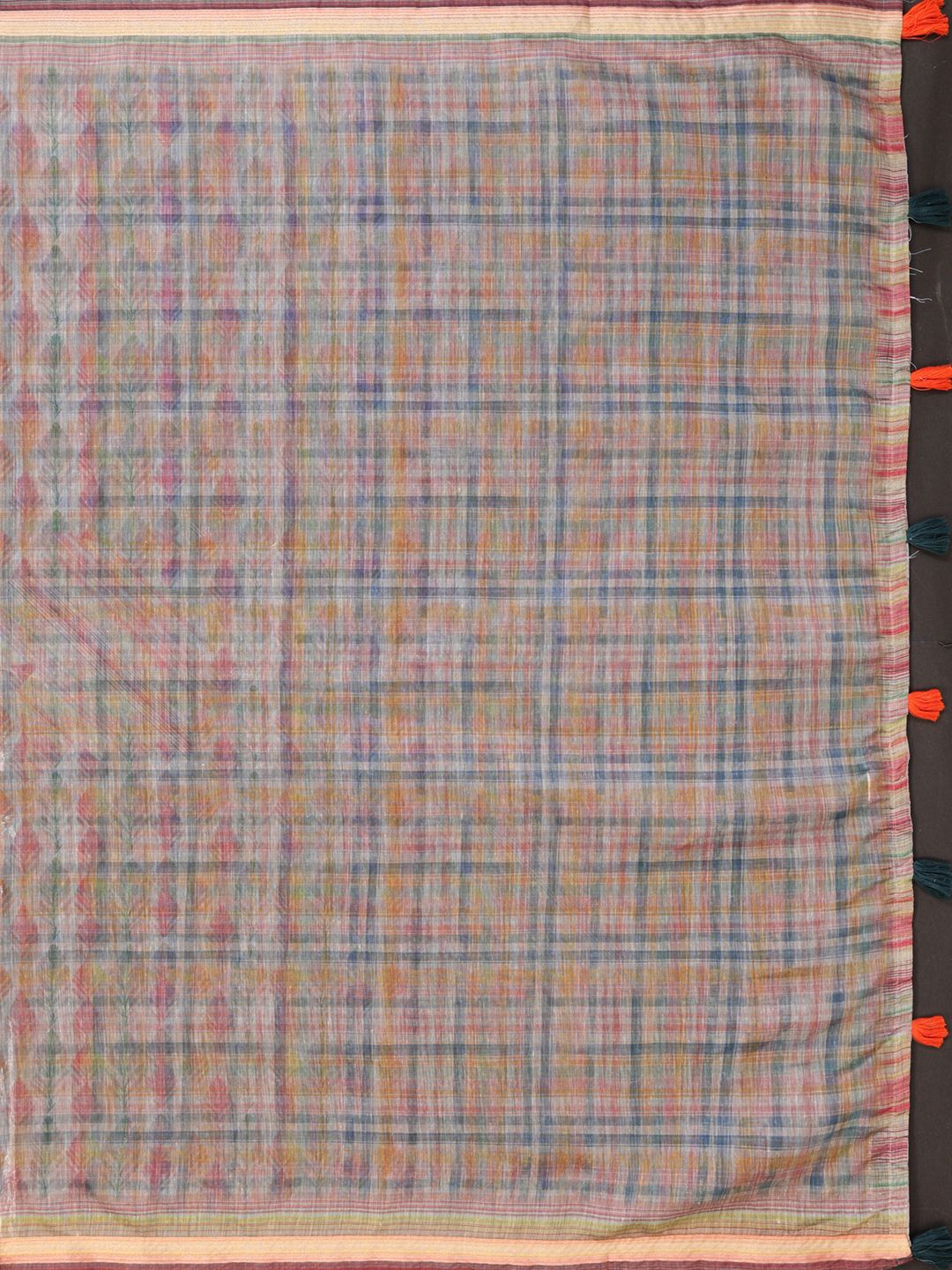 Multicolor Chanderi Cotton Saree with Artistic Leaf Pattern