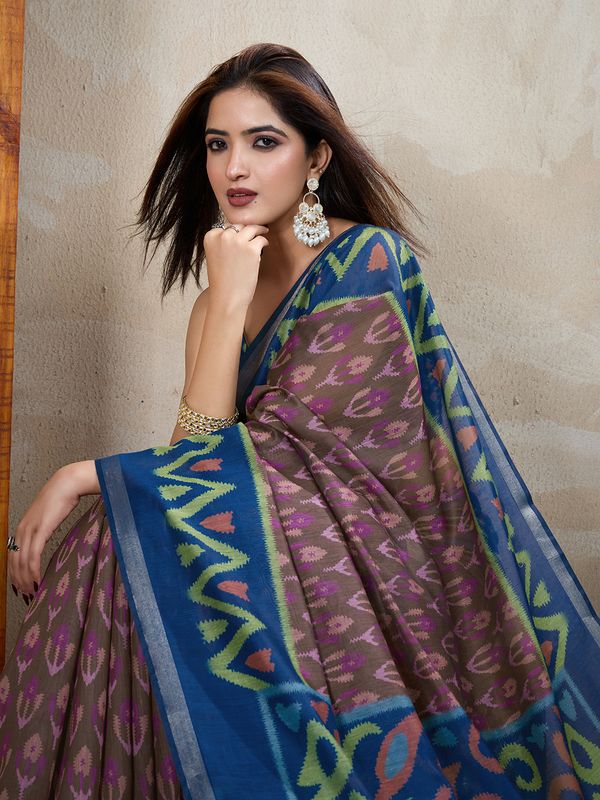 Buy Mauve Chanderi Cotton Woven Motif Saree For Her Styles!