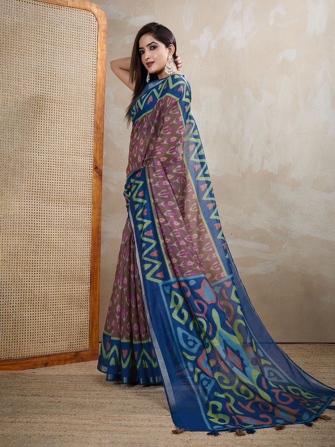 Buy Mauve Chanderi Cotton Woven Motif Saree For Her Styles!
