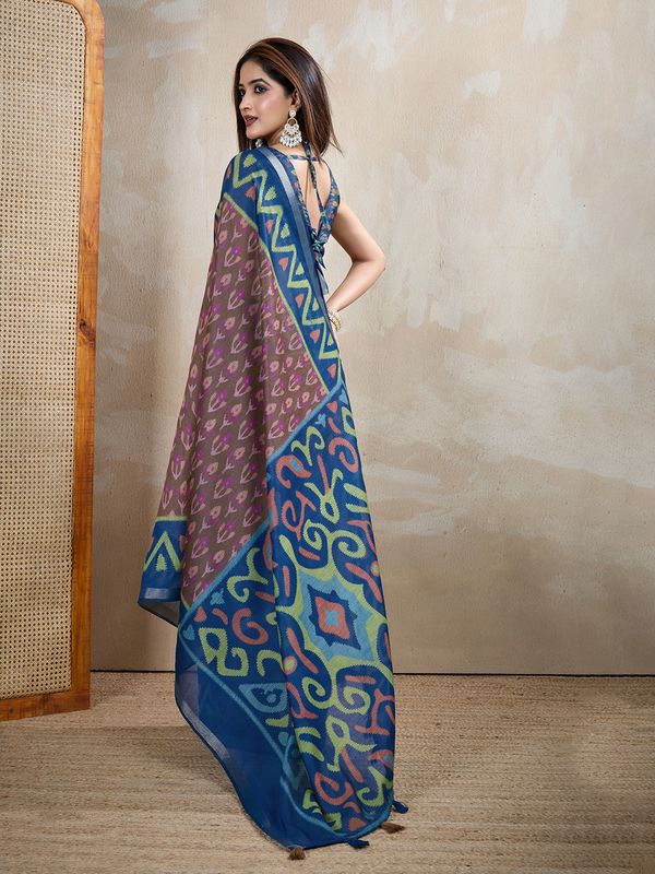 Buy Mauve Chanderi Cotton Woven Motif Saree For Her Styles!