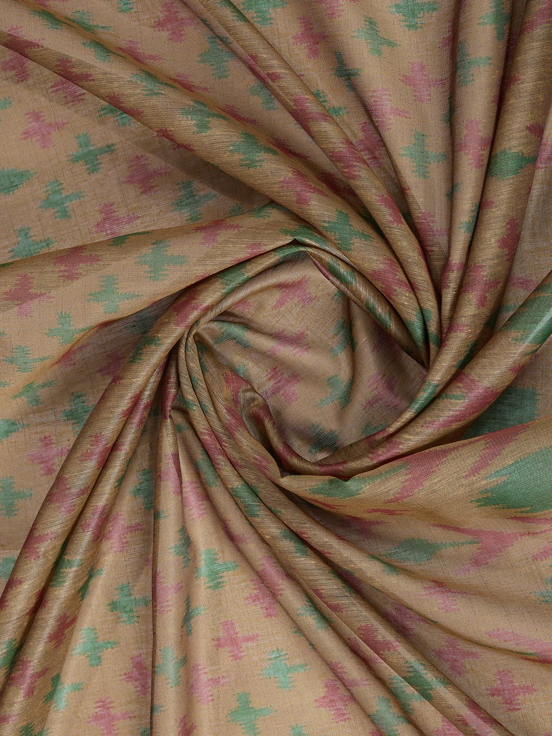 Buy Olive Green Chanderi Cotton Ikat Print Saree Online Now
