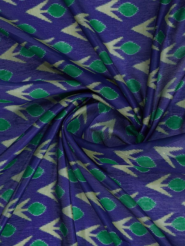 Buy Royal Blue Chanderi Cotton Printed Saree for Women
