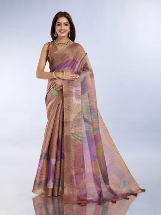 Erode Cotton Abstract Multicolor Saree with Contrast Border
