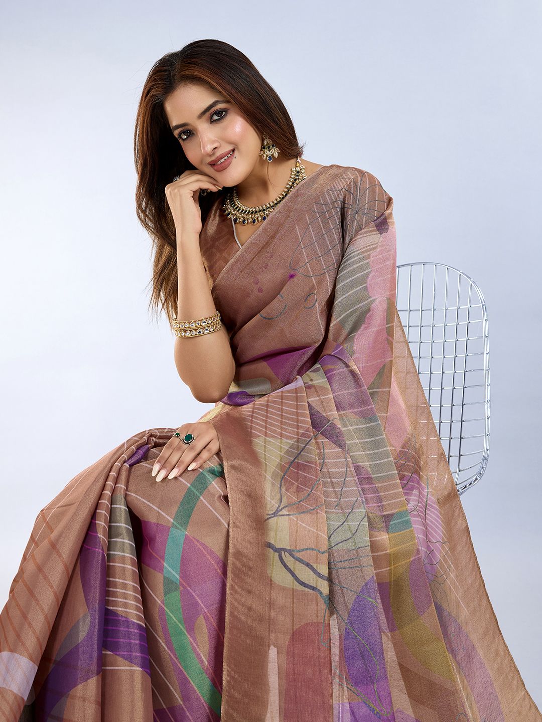 Erode Cotton Abstract Multicolor Saree with Contrast Border