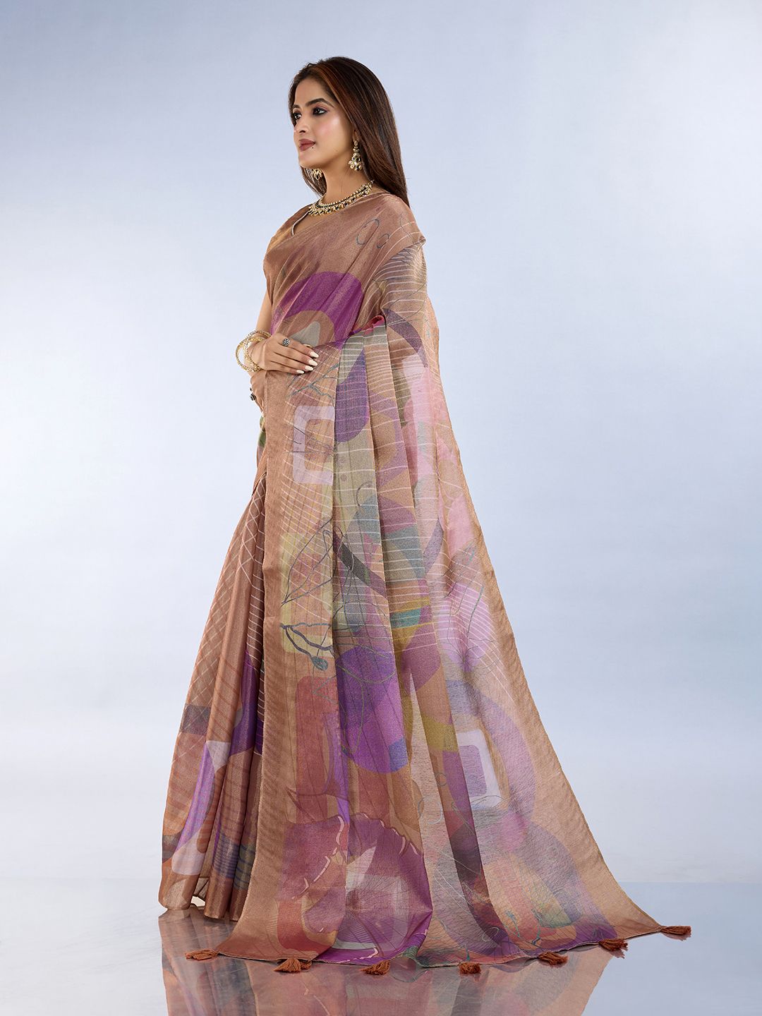 Erode Cotton Abstract Multicolor Saree with Contrast Border