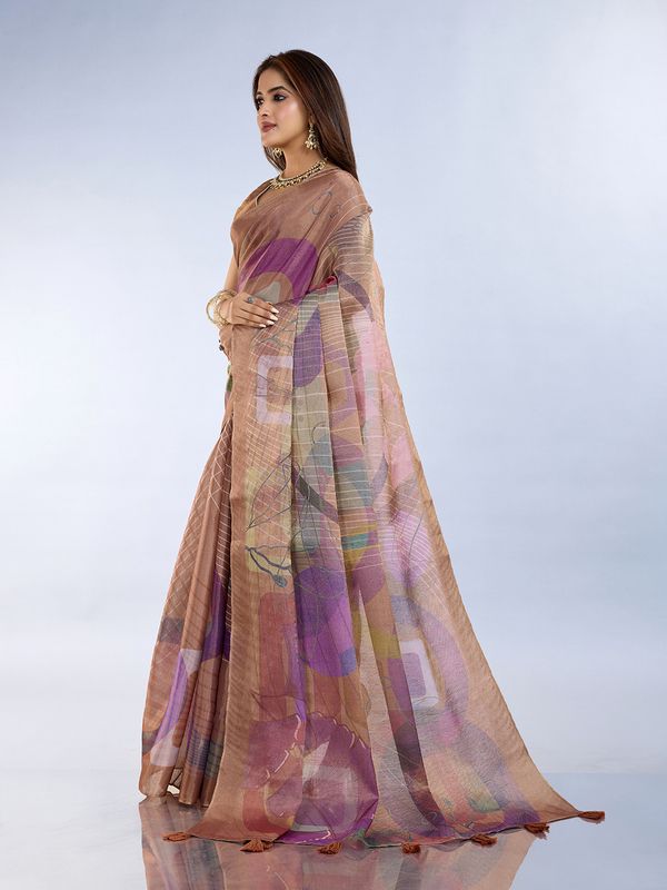 Erode Cotton Abstract Multicolor Saree with Contrast Border