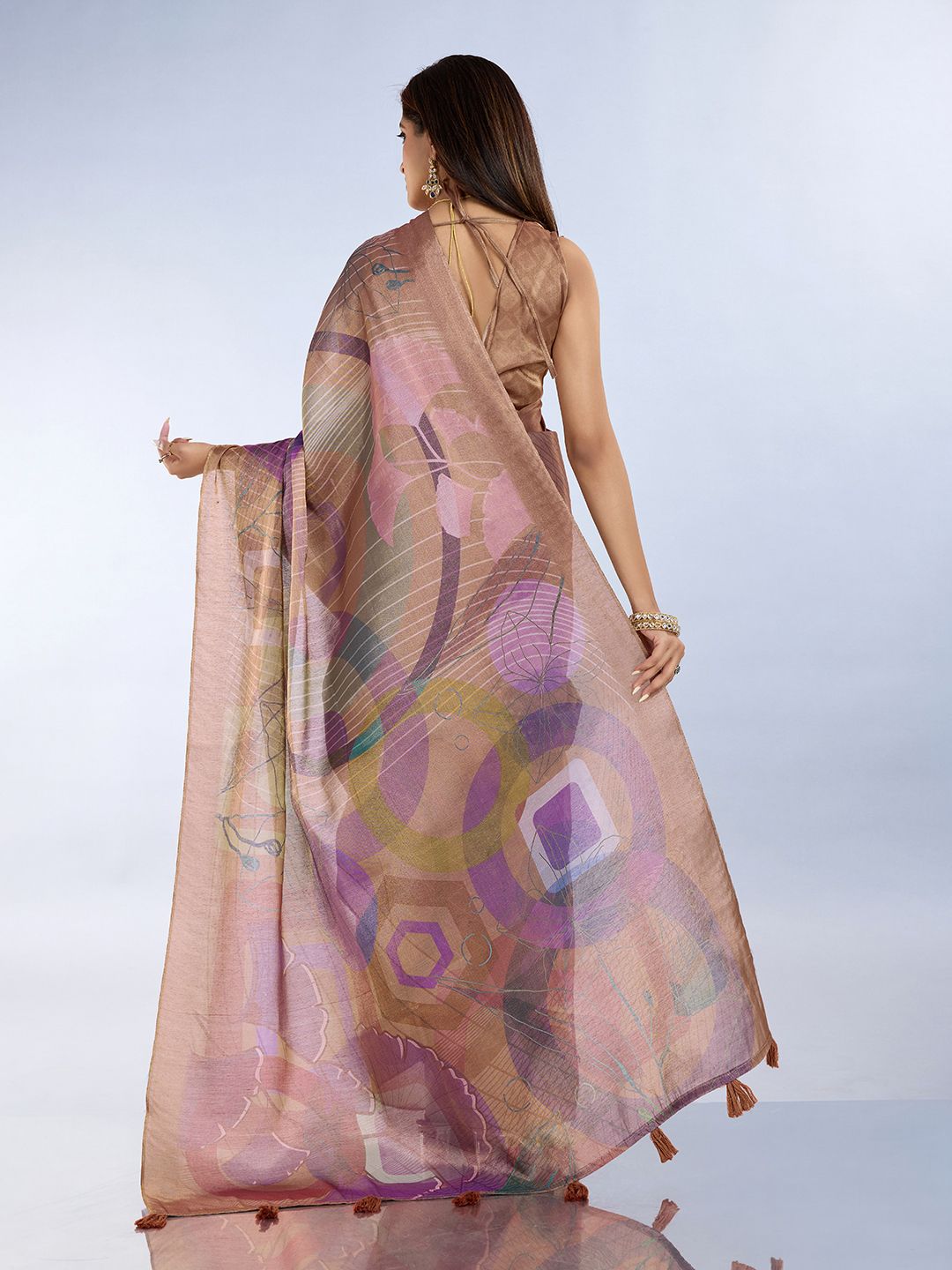Erode Cotton Abstract Multicolor Saree with Contrast Border