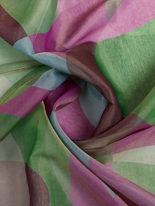 Green Pink Erode Cotton Abstract Saree with Artistic Border