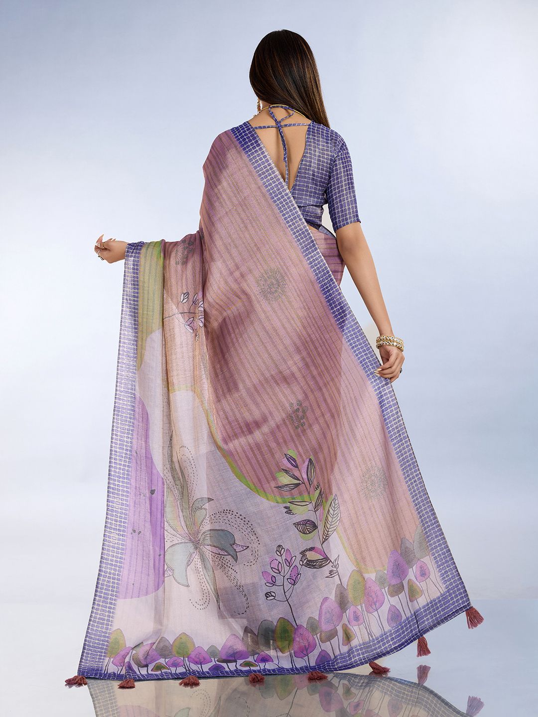 Buy Mauve Erode Cotton Saree with Graceful Purple Border