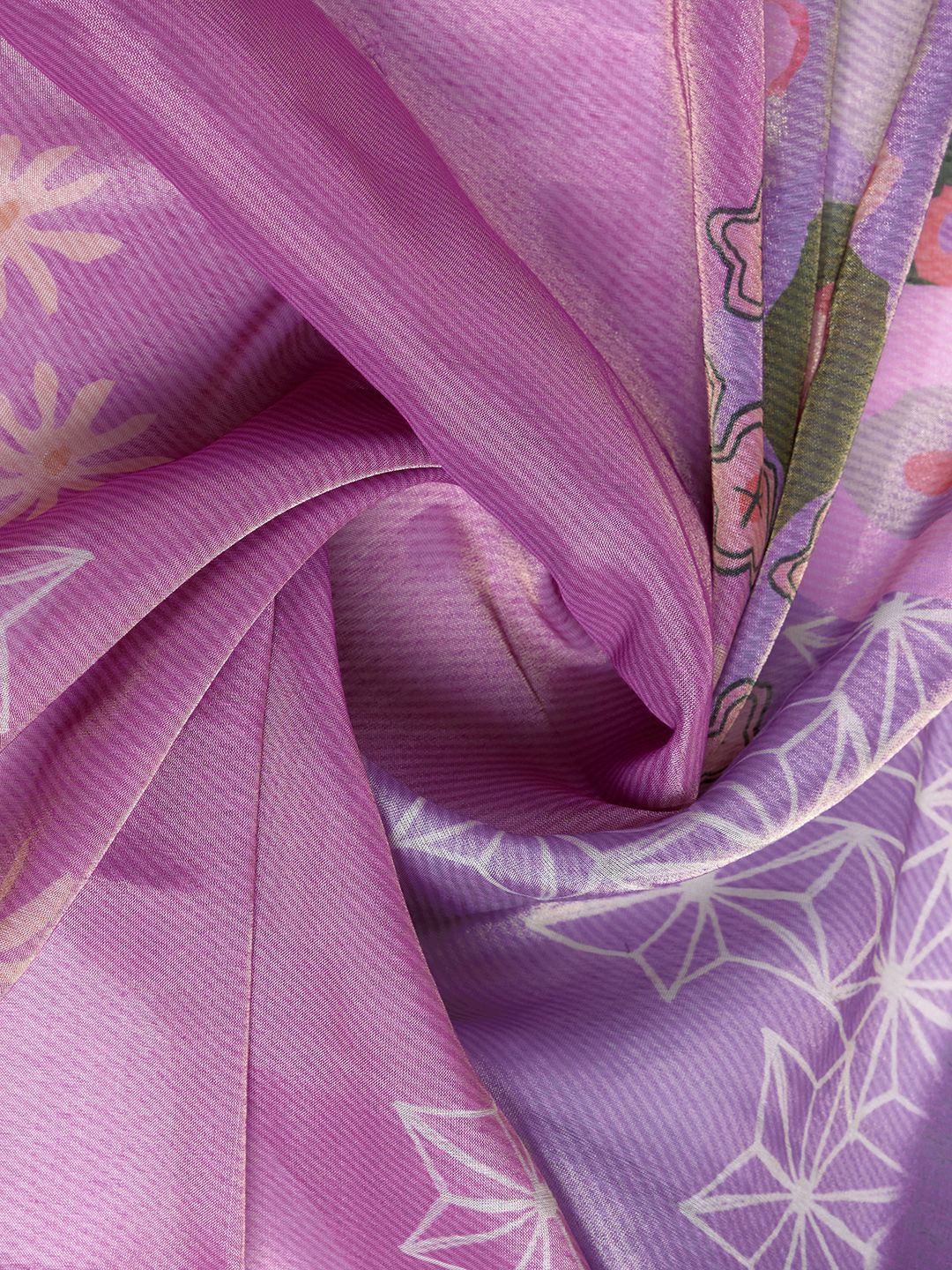 Elegant Lilac Floral Erode Cotton Saree with Contrast Pallu