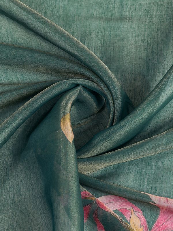 Teal Erode Cotton Floral Saree with Statement Printed Pallu