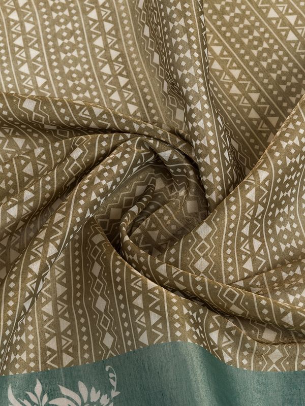 Olive Green Erode Cotton Geometric Floral Saree