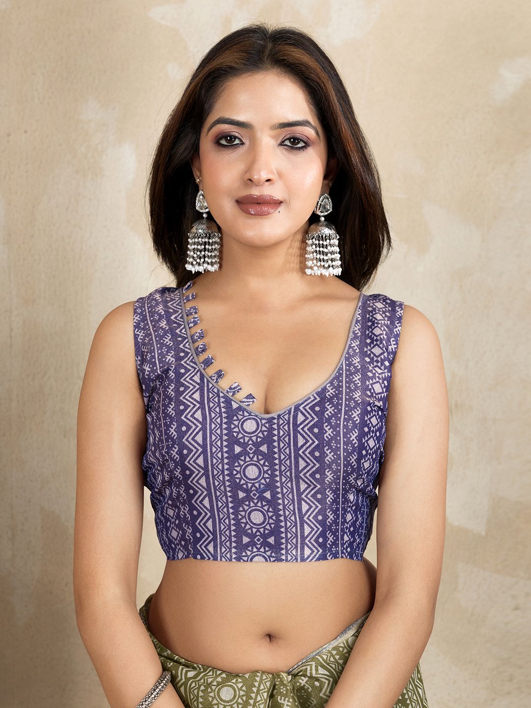 Olive Green Erode Cotton Saree with Purple Floral Pallu Set