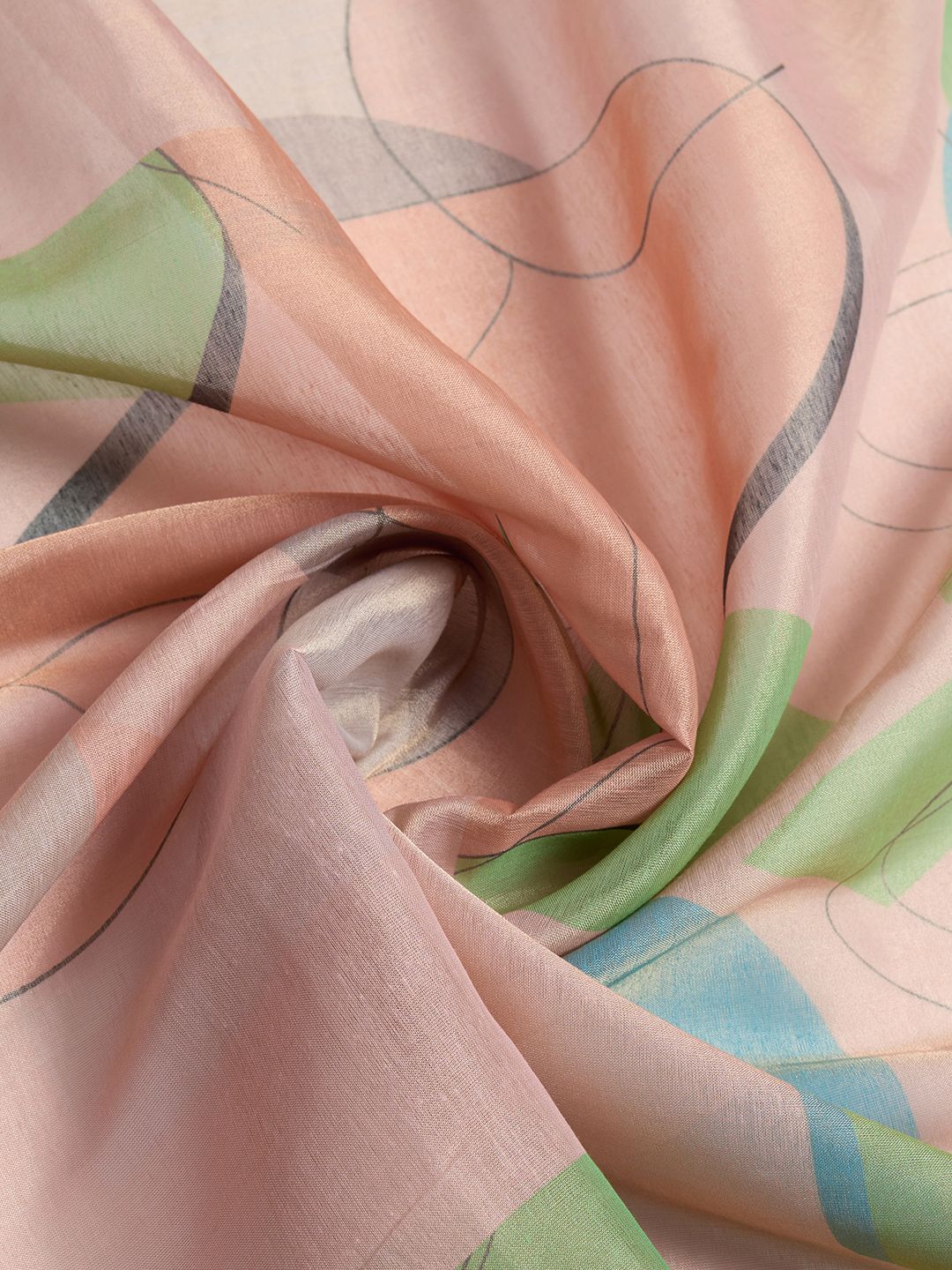 Buy Peach Abstract Erode Cotton Saree with Contrast Border
