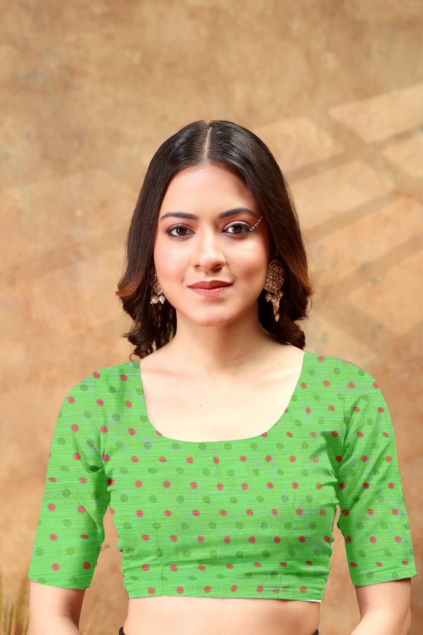 Coral Floral Printed Cotton Saree with Green Border Designs