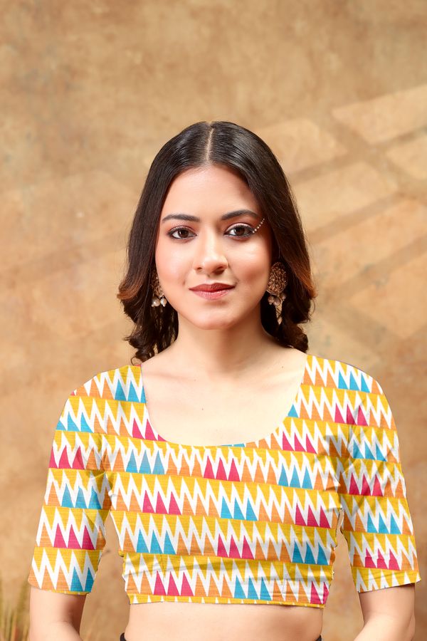 Yellow Multicolor Checks Linen Cotton Saree | Varnavi Store
