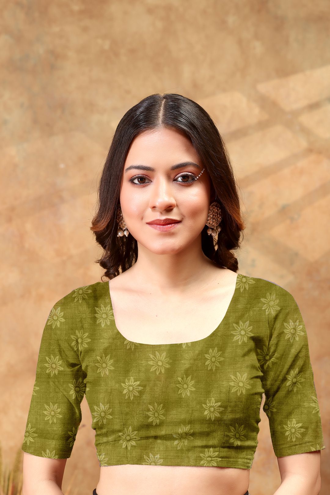 Olive Green Pink Satin Saree with Printed Border Online