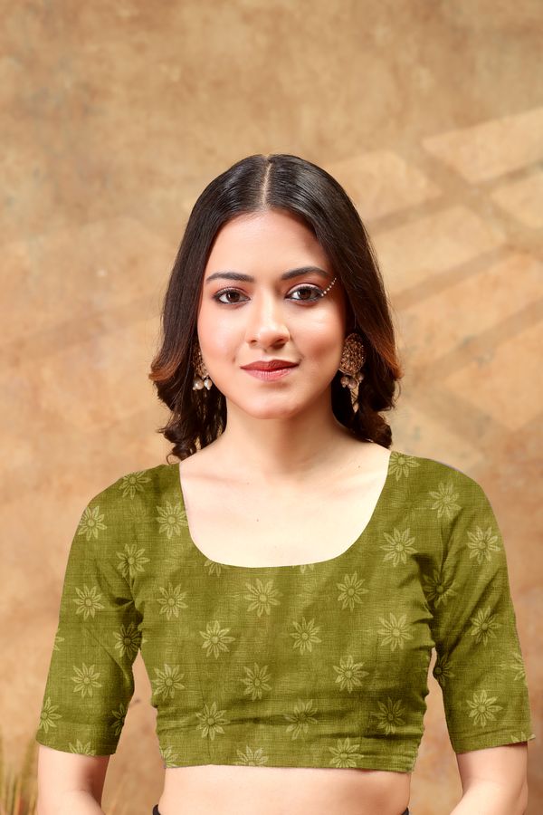 Olive Green Pink Satin Saree with Printed Border Online