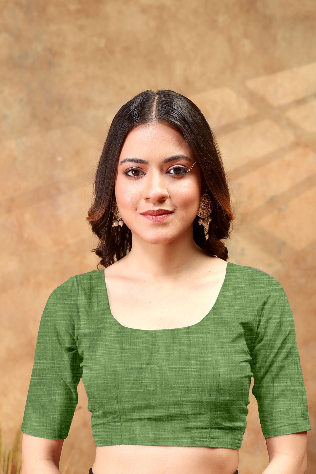 Olive Green Printed Satin Saree With Unstitched Blouse