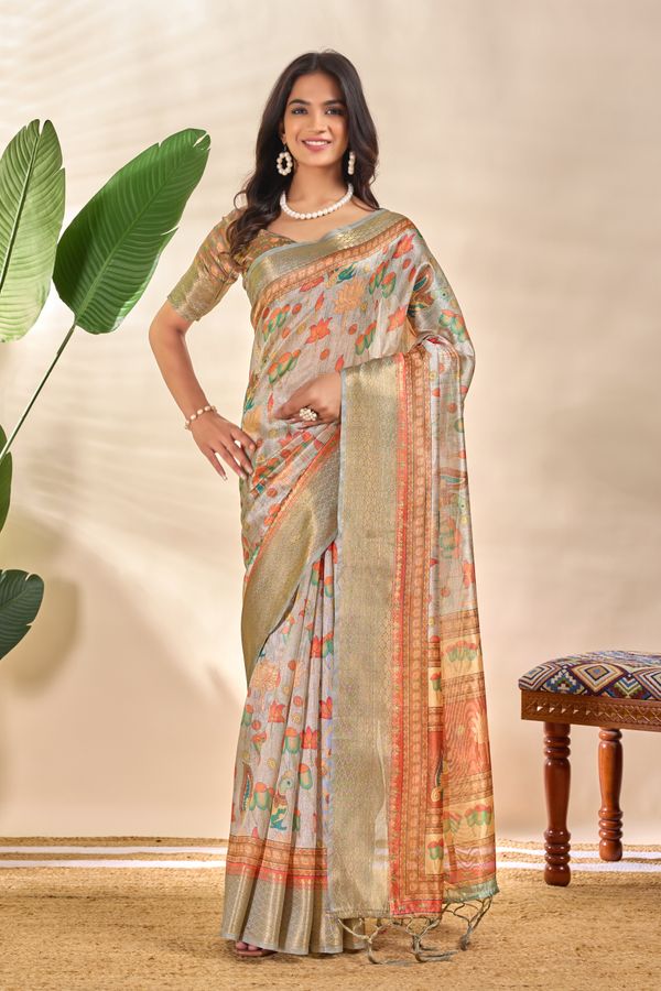 Varnavi Multicolor Floral Printed Cotton Saree