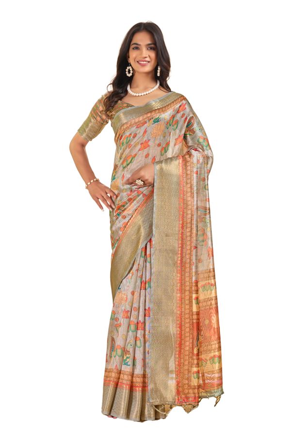 Varnavi Multicolor Floral Printed Cotton Saree