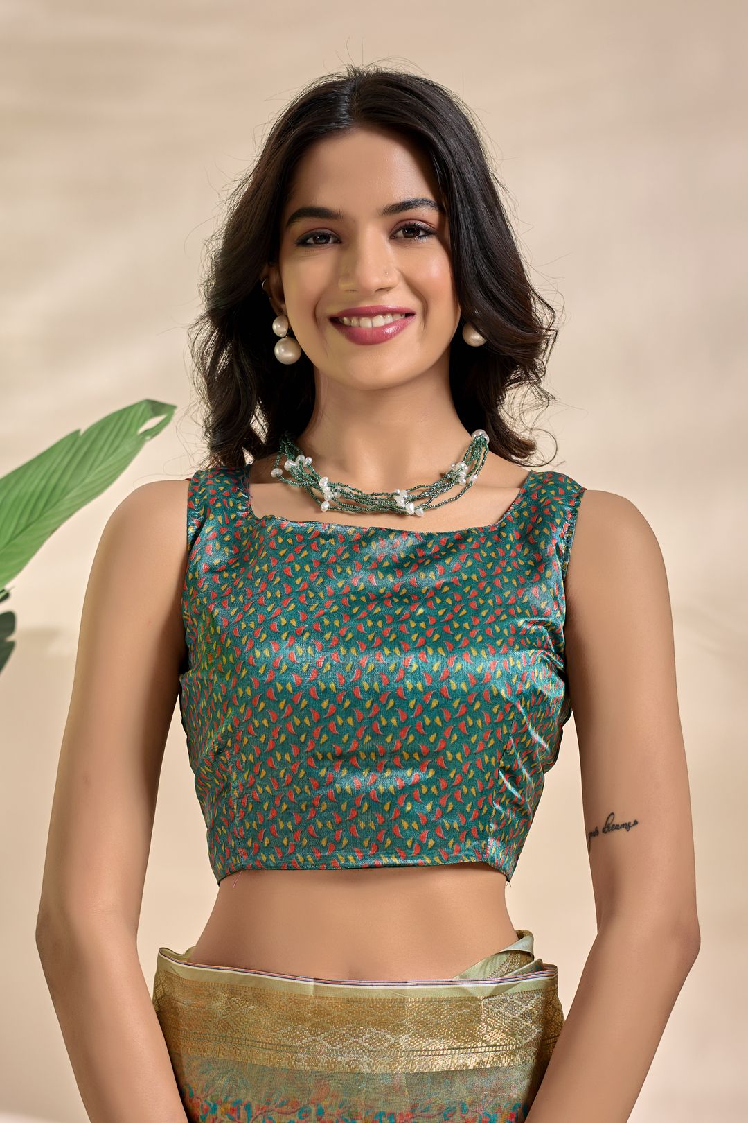 Artistic Parrot Print Soft Silk Blend Saree