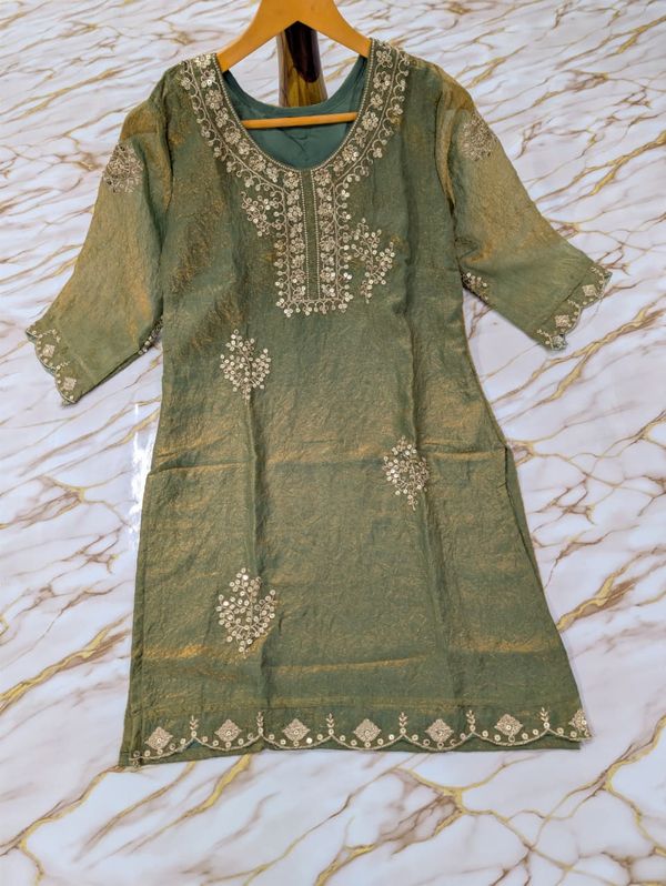 Riddhi Sage Green Frendy Silk Embroidered Sharara Set