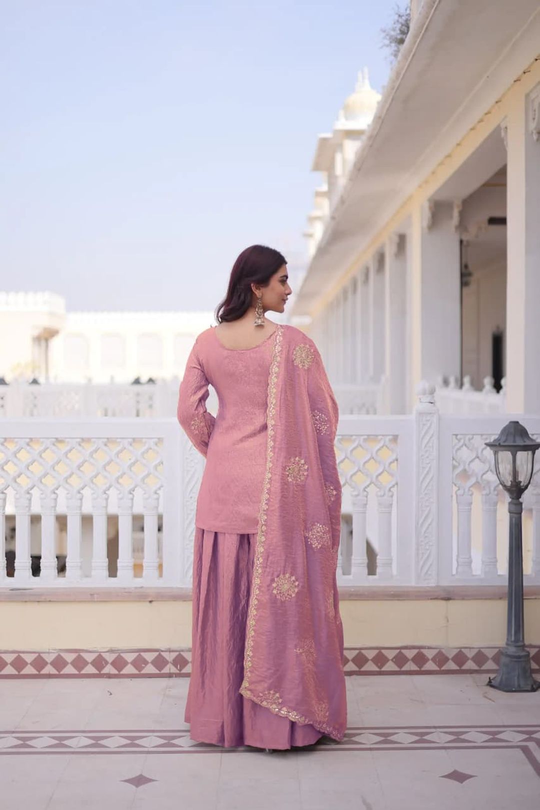 Riddhi Pink Frendy Silk Embroidered Palazzo Suit Set